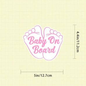 Auto sticker - Baby on board baby voetjes - roze