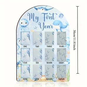 “Mijn Eerste Jaar” Onderwaterwereld – Houten Fotolijst (12 Maanden Mijlpaal)