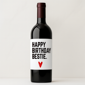 Wijnfles met leuke label – Happy Birthday Bestie