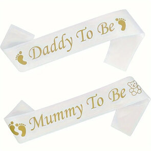 Mama & Papa Baby Shower Sjerpen – Set van 2 met Gouden Letters