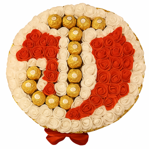 Ronde snoeptaart met letter naar wens van Ferrero Rocher