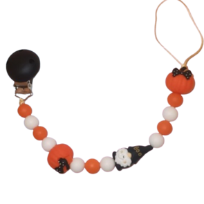 Halloween Tutkoord – Speenkoord met Pompoen & Heksje – Dubbele Draad – Luxecadeaumanden