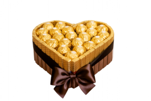 Luxe Hartvormig Chocoladecadeau met Ferrero Rocher & Merci – Elegant met Satijnen Strik