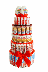 Luxe Kinder Chocolade Toren – 6-Laagse Cadeautaart met Maxi Surprise & Satijnen Strik