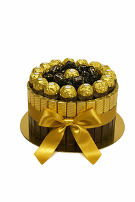 Luxe Ferrero Chocolade Taart – Ferrero Rocher & Chocotoff Cadeautaart met Gouden Strik