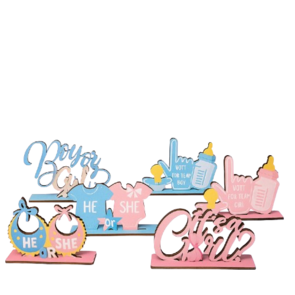Houten gender reveal bordjes – He or She | Boy or Girl