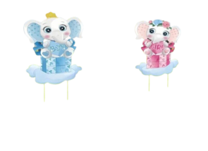 2 Sets Gender Reveal Tuinborden met Stokken – Roze & Blauwe olifantjes