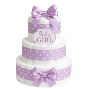 Luxe Luiertaart Baby Girl – Lila Strik & Polkadot Design