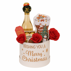 Luxe Kerstcadeau met JP Chenet, Ferrero Rocher & Rode Rozen – Merry Christmas Box