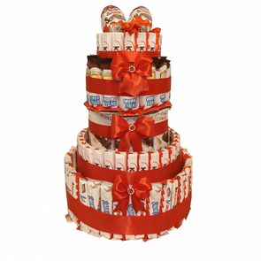 Luxe Kinder Chocolade Toren – 6-Laagse Cadeautaart met Maxi Surprise & Satijnen Strikken