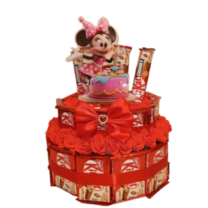 KitKat Chocoladecadeautaart – Luxe Rode Rozen & Strik – Minnie