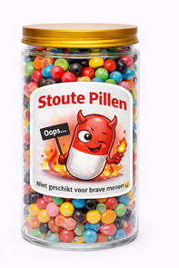 Luxe Snoeppot 1050 ml – "stoute pillen"