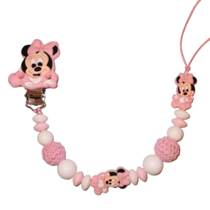 Speenkoord met Minnie ® – Dubbele Draad - baby roze