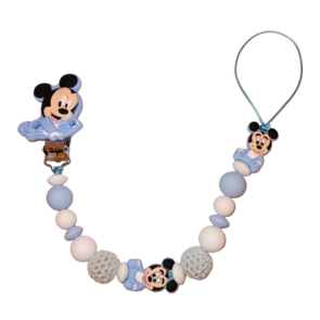 Speenkoord met Mickey ® – Dubbele Draad - baby blauw