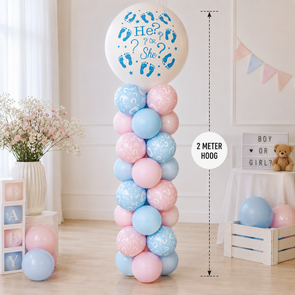 Gender Reveal Ballonpilaar 2 Meter – Roze & Blauw