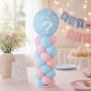 Gender Reveal Ballon Tafelstuk – Roze & Blauw – 1 Meter Hoog