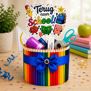 Luxe Potloodtaart met Schoolspullen – Terug naar School Cadeau (23 cm)