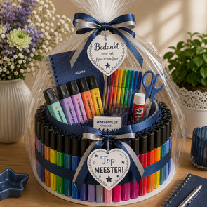 Luxe Bedankt Meester Stiftentaart – Cadeau met 51 Stabilo Boss Markeerstiften