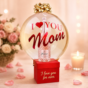 I Love You Mom Ballon Hoedendoos met Cava – Luxe Handgemaakt