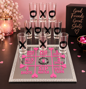 Tic Tac Toe Spel – Handgemaakt Drankspel met Shotglaasjes