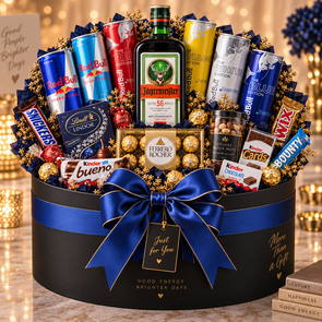 Luxe Red Bull & Jägermeister Cadeaumand met Chocolade