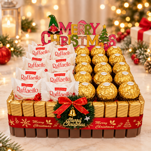 Luxe Kerst Snoeptaart met Ferrero Rocher & Raffaello – 22 cm