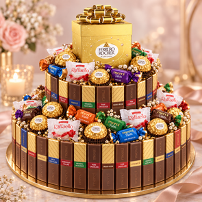 XXL Luxe Chocoladetaart met Merci, Ferrero Rocher & Raffaello – 30 cm